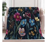Fleece Throws Blanket for Sofa Retro Pastoral Wildfloral 100x130 cm Fluffy Blanket Bed Throw, Warm Soft Flannel Blanket for Couch, Cosy Home Gift For Adult Kids
