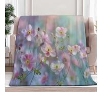 Fleece Throws Blanket Romance Floral Plants 100x130 cm 3D Printed Throws for Sofa Bed Lightweight Fluffy, Super Soft Warm Blanket for All Seasons, Kids Audlts Home Decor Gifts