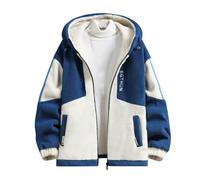 Fleece top Mens Hoodies Pullover Mens Long Sleeve Polo Shirt Mens Winter Pullover Jacket Winter Cycling Jacket Viking Hoodie Lambswool Jumper Mens Work Coat (Blue, XXXXL)
