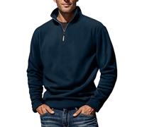 Fleece Tops Half Zip for Men Microfleece Sweatshirts Solid Color Pullover Thermal Sweaters Stand Collar Long Sleeve Insulating Tops Quarter Zip Jumper for Outdoors, Work Travelling & Hiking