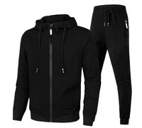 Fleece Tracksuit Mens Full Set,Sweatjacke Ohne Kapuze Herren,Jogging Suits for Men,Black Tracksuit Bottoms,Mens Jogging Bottoms with Zip Pockets,Hoodie Herren Schwarz,Outfit Women,Mens Track Suit,Gym