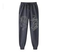 Fleece Trousers Men's Dragon Pattern Jogging Bottoms Baggy Fleece Leisure Trousers Unisex Trousers Sports Trousers Jogger Elastic Waist Training Trousers Jogging Trousers Warm Men Sweatpants Sport