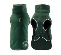 Fleece Warm Cold-Proof Dog Jacket Outdoor Reflective Windproof Stretchy Belly-Protecting Corgis Shiba Inu Jacket,Green,2XL