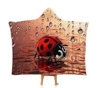 Fleece Wearable Blanket Hoodie Hands-Free Warm Cozy Oversized Art Ladybug Tracks Blanket for Working Lounging