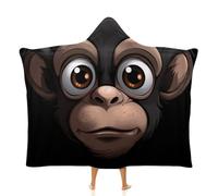 Fleece Wearable Blanket Hoodie Hands-Free Warm Cozy Oversized Big-eyed Monkey Blanket for Working Lounging