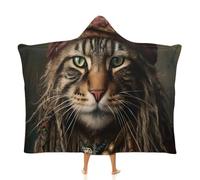 Fleece Wearable Blanket Hoodie Hands-Free Warm Cozy Oversized Cat Pirate Braids Blanket for Working Lounging