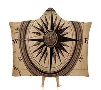 Fleece Wearable Blanket Hoodie Hands-Free Warm Cozy Oversized Compass Wind Road Map Blanket for Working Lounging