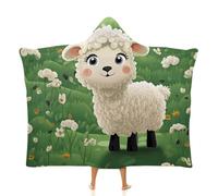 Fleece Wearable Blanket Hoodie Hands-Free Warm Cozy Oversized Cute Cartoon Sheep Blanket for Working Lounging