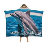 Fleece Wearable Blanket Hoodie Hands-Free Warm Cozy Oversized Dolphin Out of Water Blanket for Working Lounging