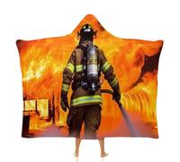 Fleece Wearable Blanket Hoodie Hands-Free Warm Cozy Oversized Firefighter Fireman Flame Blanket for Working Lounging