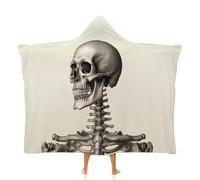 Fleece Wearable Blanket Hoodie Hands-Free Warm Cozy Oversized Human Skeleton Blanket for Working Lounging