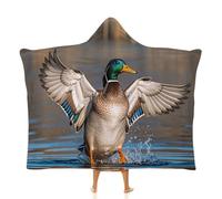 Fleece Wearable Blanket Hoodie Hands-Free Warm Cozy Oversized Hunting Flying Wild Ducks Blanket for Working Lounging