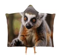 Fleece Wearable Blanket Hoodie Hands-Free Warm Cozy Oversized Monkey Lemur Cute Blanket for Working Lounging