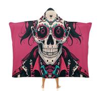 Fleece Wearable Blanket Hoodie Hands-Free Warm Cozy Oversized Rock Brothers Skulls Blanket for Working Lounging