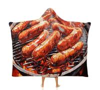 Fleece Wearable Blanket Hoodie Hands-Free Warm Cozy Oversized Sausage on Fire Blanket for Working Lounging