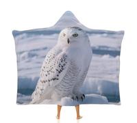 Fleece Wearable Blanket Hoodie Hands-Free Warm Cozy Oversized Snowy Owl on The Ice Blanket for Working Lounging