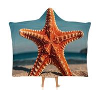 Fleece Wearable Blanket Hoodie Hands-Free Warm Cozy Oversized Starfish Blanket for Working Lounging