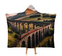 Fleece Wearable Blanket Hoodie Hands-Free Warm Cozy Oversized Sunset over Elevated Bridge Blanket for Working Lounging