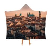 Fleece Wearable Blanket Hoodie Hands-Free Warm Cozy Oversized The Old Town at Sunset Blanket for Working Lounging