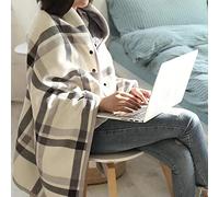 Fleece Wheelchair Blanket, Multi-Purpose Shawl with Button, Shoulder Throw, Shawl Blanket, Double Sided Blanket(H)