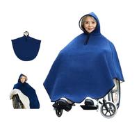 Fleece Wheelchair Poncho Winter Windproof - Wheelchair Blanket Adult 100x130cm Warm Cover, Three-layer Tickened Blue Thermal Blanket for Wheelchair Users, Mobility Scooter & Elderly