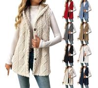Fleece Women's Gilets Long Lightweight Button Down Ladies Jackets Sleeveless Jackets Fluffy Body Warmers Longline Cardigan Vest Autumn Winter Spring Fuzzy Vest Plus Size Clothing