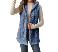 Fleece Women's Gilets Long Lightweight Ladies Jackets Sleeveless Womens Gilet Fluffy Longline Body Warmers Autumn Winter Spring Button Down Fuzzy Vest with Pockets
