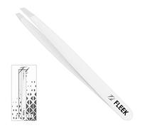 Fleek Eyebrow Tweezers Professional Best Stainless Steel Precision Slanted Tweezers for Facial Hair Women & Men (White)