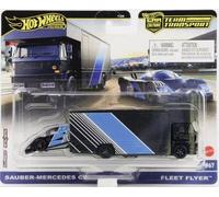 Fleet Flyer Truck + Sauber Mercedes C9 Racing Car - - HOT WHEELS 1:64