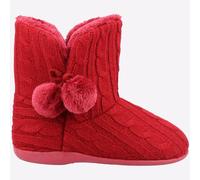 Fleet & Foster Apple Womens Cosy Comfort Knit Bootie Slip On Slippers Red