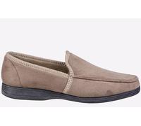 Fleet & Foster Dakis men's beige velour slip-on classic slipper