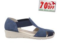 Fleet & Foster Dolly Memory Foam Womens Suede Leather Slip On Wedged Shoes Navy