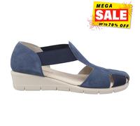 Fleet & Foster Dolly Memory Foam Womens Suede Leather Slip On Wedged Shoes Navy