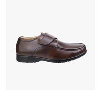 Fleet & Foster FRED Mens Leather Touch Fasten Shoes Brown - UK 11