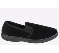 Fleet & Foster Men's John Twin Gusset Memory Foam Slipper in Black | Size: 12 Fleet & Foster Black 12