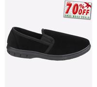 Fleet & Foster John Mens Traditional Casual Memory Foam Slippers Black