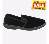 Fleet & Foster Men's John Twin Gusset Memory Foam Slipper in Black | Size: 11 Fleet & Foster Black 11