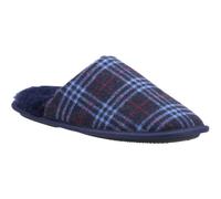 Fleet & Foster Rhys Mens Chequered Slip-On Mule Slippers Plush Lined Lightweight