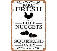 Fleeting Art Studio Farm Fresh Butt Nuggets Squeezed Daily Tin Sign-Aluminum Retro Vintage Look Sign Metal Plate Never Rust For Public Utilities 20x30Cm(8x12Inch)