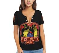 Fleetwood Music Mac* Band V-Neck T Shirt Tee Rock Band Graphic Tshirts Tee Vintage T Shirt for Women Fashion Casual Sexy T Shirts Hip Hop Short Sleeve Tops X-Large