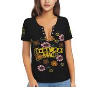 Fleetwood Music Mac* Band V-Neck T Shirt Tee Rock Band Graphic Tshirts Tee Vintage T Shirt for Women Fashion Casual Sexy T Shirts Hip Hop Short Sleeve Tops X-Large