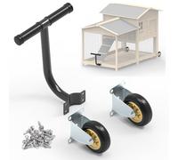 Flehomo Chicken Coop Wheels Kit, 2 Pack 4" Caster Wheels and A Lifting Handle for Easy Chicken Coop Movement, Chicken Tractor Wheels Kit for Portable Chicken Coop Accessories Replacement or DIY
