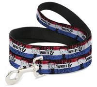 Fleischer Studios, Inc. Pet Leash, Dog Leash, Betty Boop Red White and Boop Americana Stripe Red White Blue, 6 Feet Long 0.5 Inch Wide