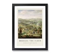 Flemish Proverbs By Pieter Bruegel The Elder Exhibition Museum Painting Framed Wall Art Print, Ready to Hang Picture for Living Room Bedroom Home Office Décor, Black A3 (34 x 46 cm)