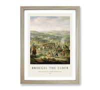 Flemish Proverbs By Pieter Bruegel The Elder Exhibition Museum Painting Framed Wall Art Print, Ready to Hang Picture for Living Room Bedroom Home Office Décor, Oak A4 (34 x 25 cm)