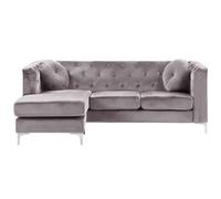 Corner Sofa 3 Seater FLEN Velvet Grey Right Hand