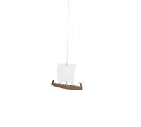Flensted Mobiles 016 Viking Ship Made of Teak Wood and Paper in White and Brown Dimensions 7 x 5 cm