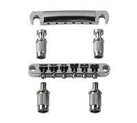 FLEOR 1 Set of Regular Saddle Bridge and Tailpiece Set for LP Style Guitar,Chrome