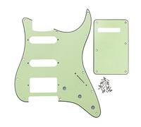 FLEOR 11 Hole Guitar Pickguard SSH and Tremolo Cavity Backplate with Mounting Screws for U.S./Mexican Standard ST Style Guitar,Mint Green 3Ply