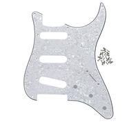 FLEOR 11 Hole SSS Pickguard Scratchplate for USA/Mexican Made Standard Modern ST Style Electric Guitar Replacement,White Pearl 4ply